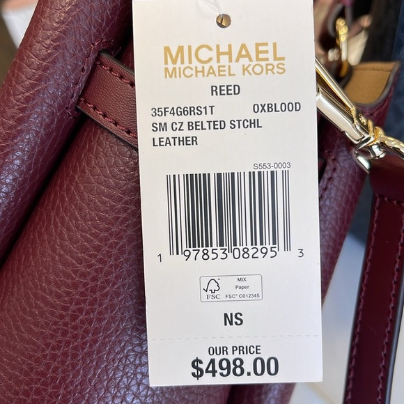 Michael Kors Reed Small Satchel Crossbody Center Zip Bag
Color: OXBLOOD 
NWT - Picture 12 of 16